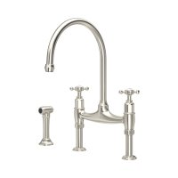 Perrin & Rowe Ionian Bridge Sink Mixer with Rinse (Crosstop) - Pewter