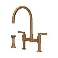 Perrin & Rowe Langbourn Bridge Sink Mixer with Rinse - English Bronze