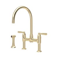 Perrin & Rowe Langbourn Bridge Sink Mixer with Rinse - Gold