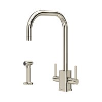 Perrin & Rowe Juliet Square Monobloc Sink Mixer with Rinse - Nickel