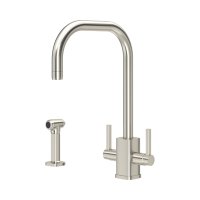Perrin & Rowe Juliet Square Monobloc Sink Mixer with Rinse - Pewter