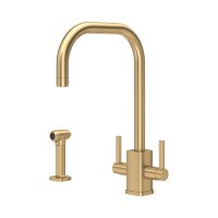 Perrin & Rowe Juliet Square Monobloc Sink Mixer with Rinse - Satin Brass