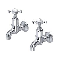 Perrin & Rowe Ionian Crosstop Bibcock Taps (Wall-Mounted) - Chrome