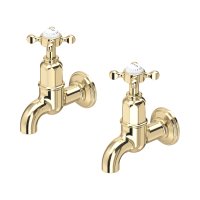 Perrin & Rowe Ionian Crosstop Bibcock Taps (Wall-Mounted) - Gold
