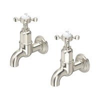 Perrin & Rowe Ionian Crosstop Bibcock Taps (Wall-Mounted) - Pewter