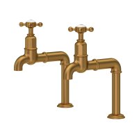 Perrin & Rowe Ionian Crosstop Bibcock Taps - Aged Brass