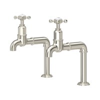 Perrin & Rowe Ionian Crosstop Bibcock Taps - Pewter