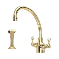 Perrin & Rowe Etruscan Monobloc Sink Mixer with Rinse - Polished Brass