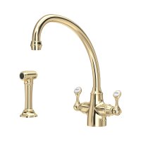 Perrin & Rowe Etruscan Monobloc Sink Mixer with Rinse - Gold
