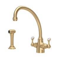 Perrin & Rowe Etruscan Monobloc Sink Mixer with Rinse - Satin Brass