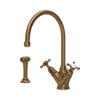 Perrin & Rowe Phoenician Monobloc Sink Mixer with Rinse (Crosstop) - English Bronze