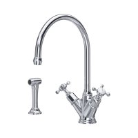Perrin & Rowe Phoenician Monobloc Sink Mixer with Rinse (Crosstop) - Chrome