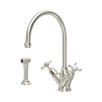 Perrin & Rowe Phoenician Monobloc Sink Mixer with Rinse (Crosstop) - Pewter