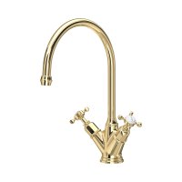 Perrin & Rowe Phoenician Monobloc Sink Mixer (Crosstop) - Polished Brass