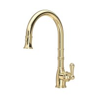 Perrin & Rowe Provence Monobloc Sink Mixer with Pull-Down Rinse - Polished Brass