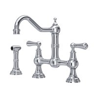 Perrin & Rowe Provence Bridge Sink Mixer with Rinse - Chrome