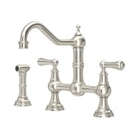 Perrin & Rowe Provence Bridge Sink Mixer with Rinse - Pewter
