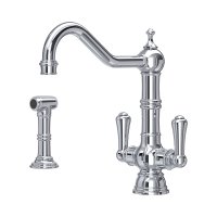 Perrin & Rowe Provence Monobloc Sink Mixer with Rinse (Dual Lever) - Chrome