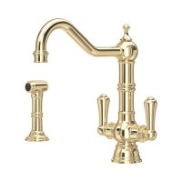 Perrin & Rowe Provence Monobloc Sink Mixer with Rinse (Dual Lever) - Gold