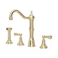Perrin & Rowe Provence Widespread Sink Mixer with Rinse - Gold