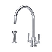 Perrin & Rowe Langbourn Monobloc Sink Mixer with Rinse (Dual Lever) - Chrome