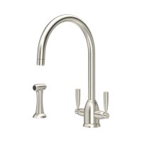 Perrin & Rowe Langbourn Monobloc Sink Mixer with Rinse (Dual Lever) - Pewter