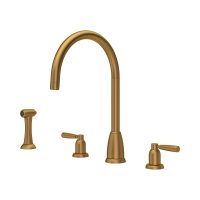 Perrin & Rowe Langbourn Widespread Sink Mixer with Rinse - Aged Brass