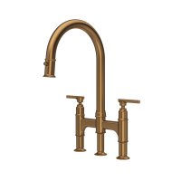 Perrin & Rowe Southbank Bridge Sink Mixer with Pull-Down Rinse - English Bronze