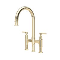 Perrin & Rowe Southbank Bridge Sink Mixer with Pull-Down Rinse - Gold