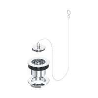 Perrin & Rowe Unslotted Bath Waste, Plug & Chain - Chrome