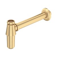 Perrin & Rowe Traditional Bottle Trap with Outlet, Pipe & Flange - Satin Brass