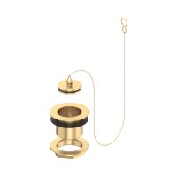 Perrin & Rowe Unslotted Bath Waste, Plug & Chain - Satin Brass