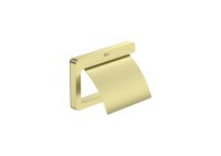 Roca Tempo Toilet Roll Holder with Cover - Brushed Brass