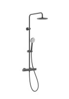 Roca Even-T Thermostatic Shower Column with Round Head - Brushed Titanium Black