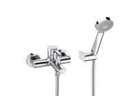 Roca Targa Wall Mounted Bath-Shower Mixer with Diverter, Hose, Handshower & Wall Bracket - Chrome