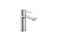 Roca Targa Small Smooth Body Cold Start Basin Mixer - Stainless Steel 