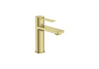 Roca Targa Small Smooth Body Cold Start Basin Mixer - Brushed Brass