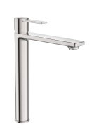 Roca Targa XL Smooth Body Cold Start Basin Mixer - Stainless Steel 