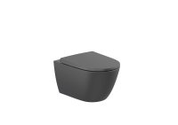 Roca Ona Wall-Hung Rimless Toilet with Horizontal Outlet - Matt Black