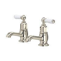Perrin & Rowe Traditional Pair of Bath Pillar Taps (Lever Handles) - Nickel