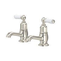 Perrin & Rowe Traditional Pair of Bath Pillar Taps (Lever Handles) - Pewter