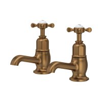 Perrin & Rowe Traditional Pair of Bath Pillar Taps (Crosstop Handles) - English Bronze