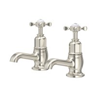 Perrin & Rowe Traditional Pair of Bath Pillar Taps (Crosstop Handles) - Pewter