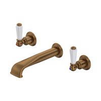 Perrin & Rowe Traditional Three-Hole Wall-Mounted Basin Mixer (Lever Handles) - English Bronze