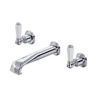Perrin & Rowe Traditional Three-Hole Wall-Mounted Basin Mixer (Lever Handles) - Chrome