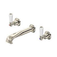 Perrin & Rowe Traditional Three-Hole Wall-Mounted Basin Mixer (Lever Handles) - Nickel
