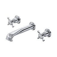 Perrin & Rowe Traditional Three-Hole Wall-Mounted Basin Mixer (Crosstop Handles) - Chrome