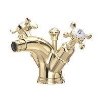 Perrin & Rowe Traditional Monobloc Bidet Mixer (Crosstop Handles) - Gold
