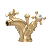 Perrin & Rowe Traditional Monobloc Bidet Mixer (Crosstop Handles) - Satin Brass