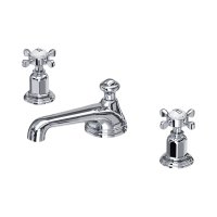 Perrin & Rowe Traditional Three-Hole Basin Mixer (Crosstop Handles) - Chrome
